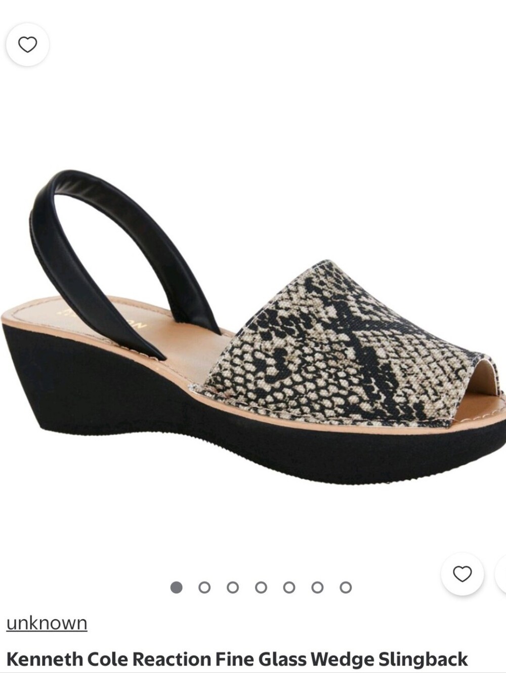 NWT.Kenneth Cole Reaction Black & Cream Snake-Print Wedge Slingback